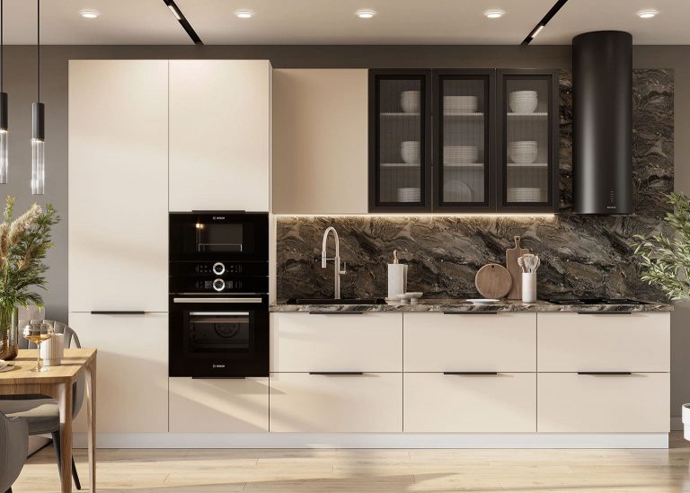 Модульная кухня Модерн New МДФ Меланж Бежевая SV-Мебель