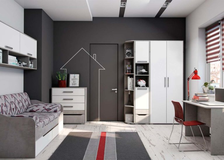 Детская Грей Цемент светлый Белый без фотопечати SV-Мебель