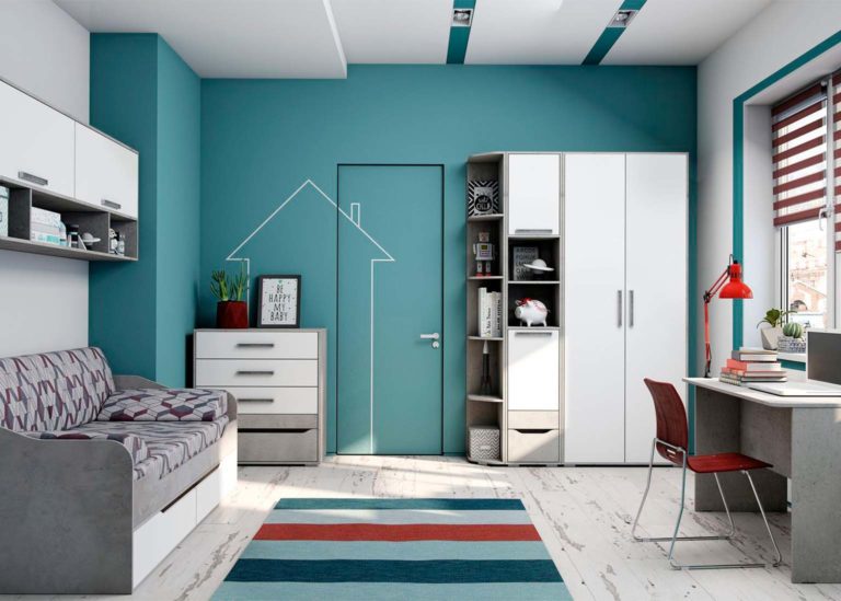 Детская Грей Цемент светлый Белый без фотопечати SV-Мебель