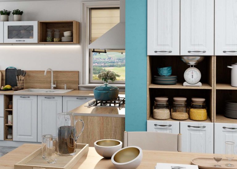 Кухня Грейвуд Карельская берёза аксессуары SV-Мебель