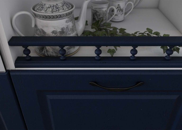 Кухня Греёвуд Шато Индиго / Арктик фасад и балюстрада SV-Мебель