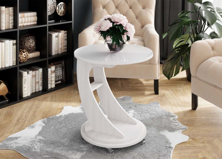 Журнальный стол №9 Ясень Анкор стекло белый SV-Мебель