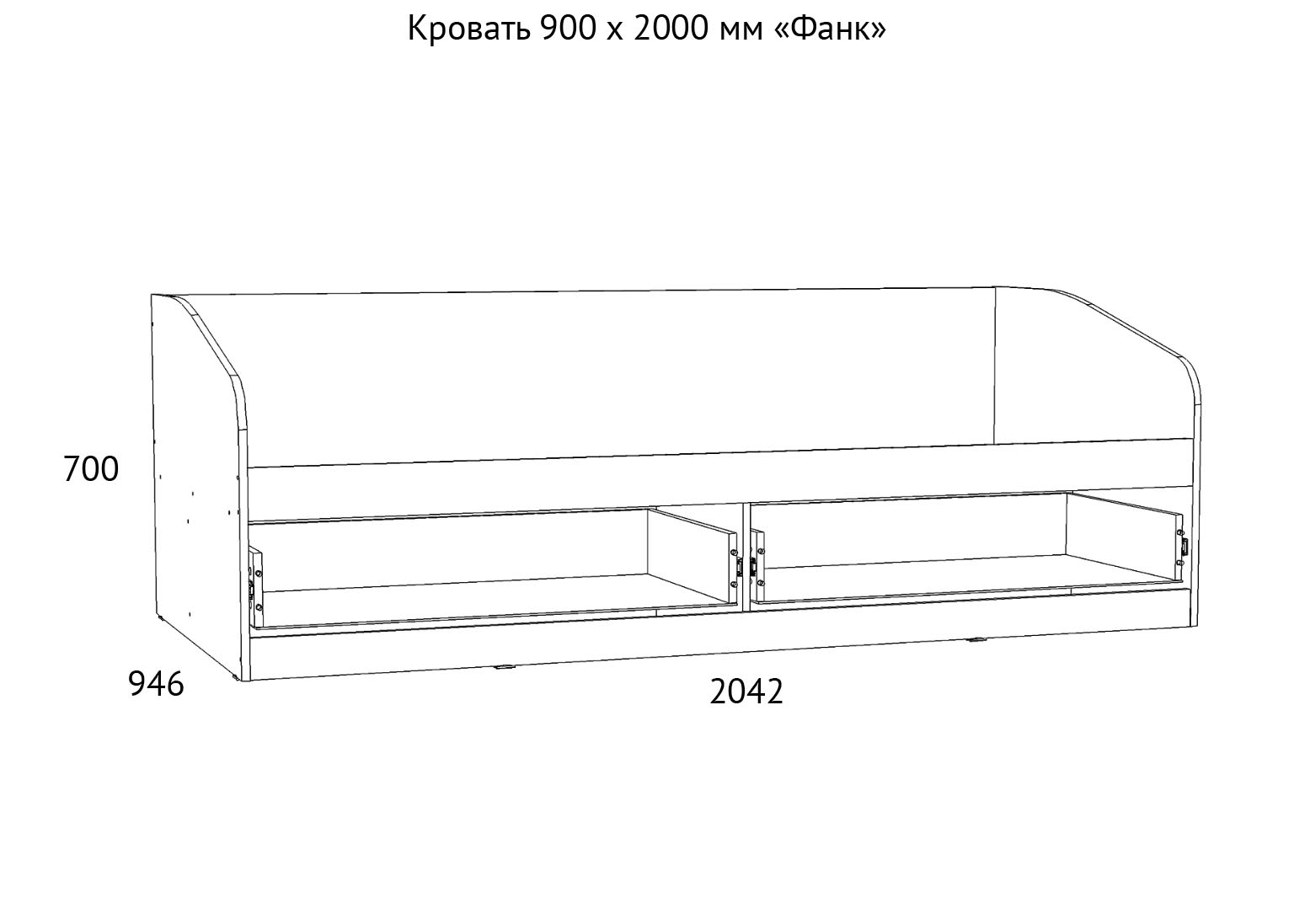 Односпальная кровать из лдсп чертеж с размерами