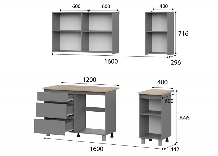 Кухня «Денвер» 1.6 м Графит SV-Мебель
