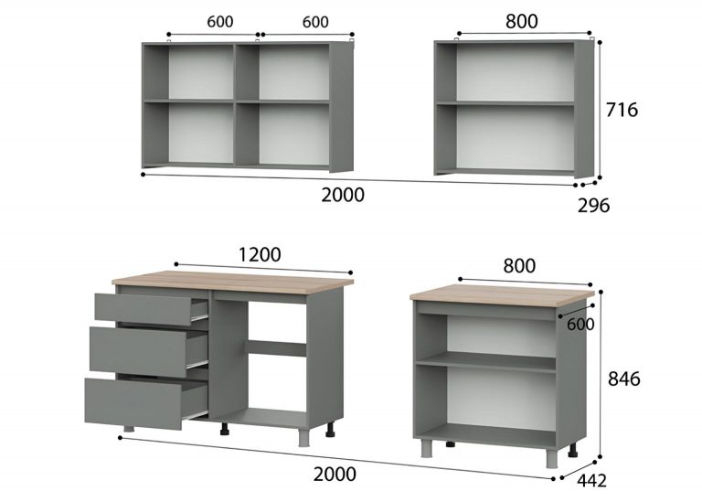 Кухня «Денвер» 2 м Графит SV-Мебель