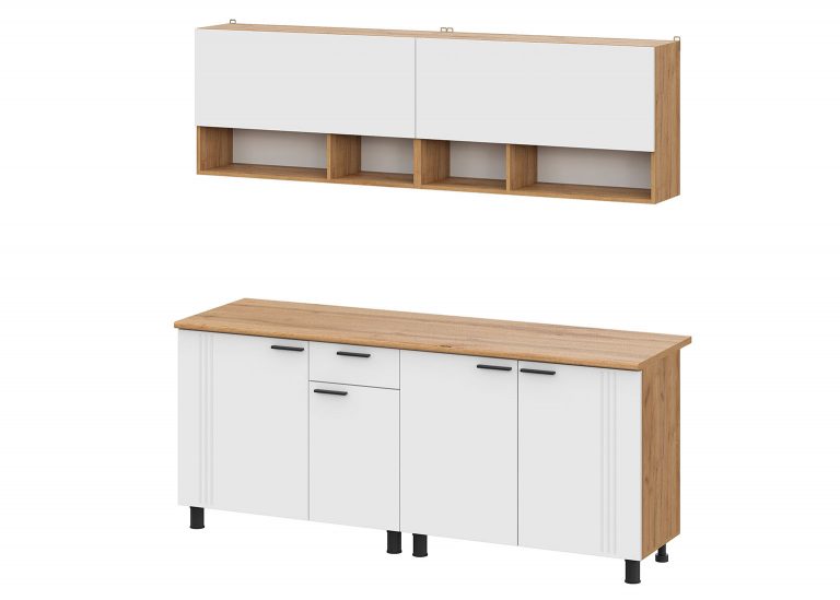 Кухня Монако Белая Дуб Золотой Белая 2 м SV-Мебель