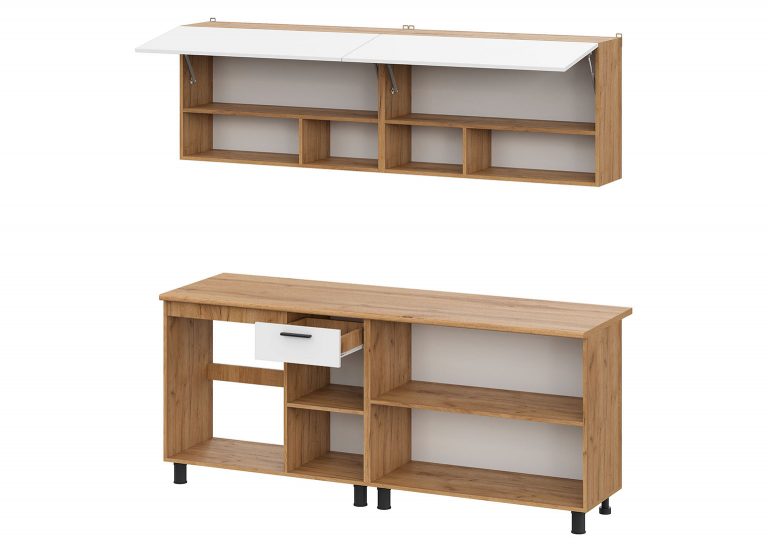 Кухня Монако Дуб Золотой Белая 2 м SV-Мебель open