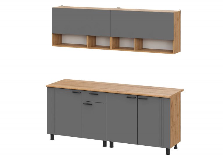 Кухня Монако Дуб Золотой Графит 2 м SV-Мебель