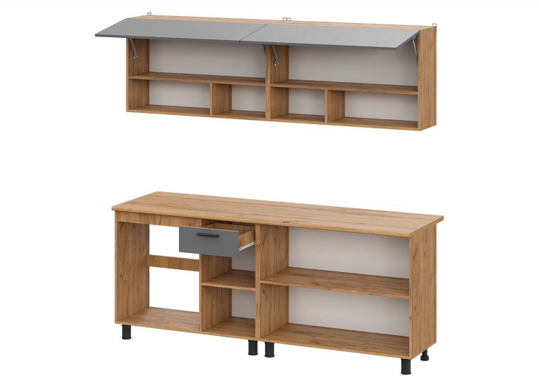 Кухня Монако Дуб Золотой Графит 2 м SV-Мебель open