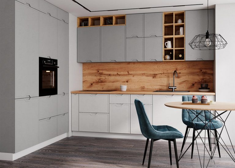 Модульная Кухня Арка МДФ Штукатурка серая ДСВ Парк Мебели