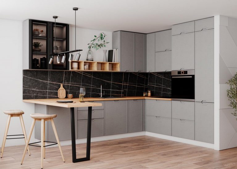 Модульная Кухня Арка МДФ Штукатурка серая ДСВ Парк Мебели