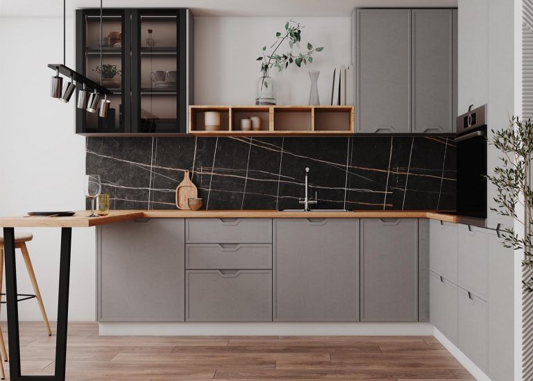 Модульная Кухня Арка МДФ Штукатурка серая ДСВ Парк Мебели