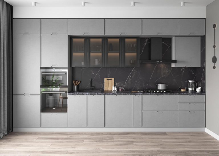 Модульная Кухня Арка МДФ Штукатурка серая ДСВ Парк Мебели