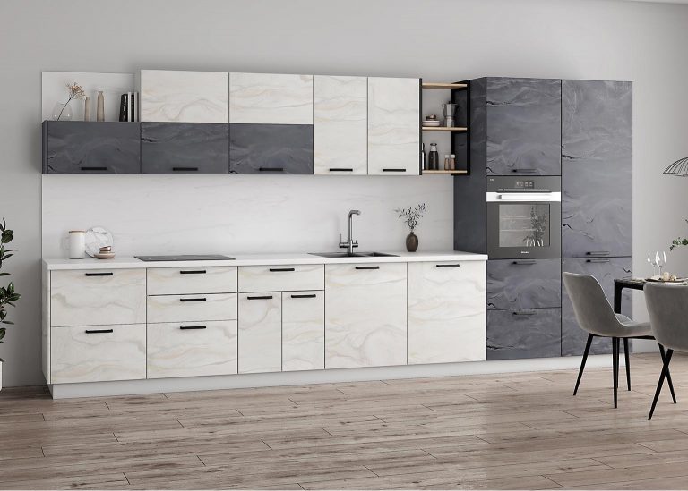 Модульная Кухня Фенис МДФ Арт Голд Сталь ДСВ Парк Мебели