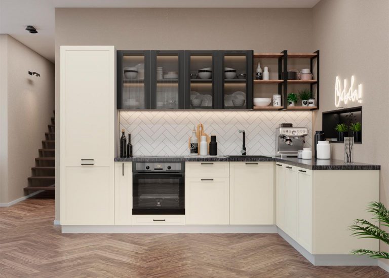 Модульная Кухня Квадро МДФ Ваниль кожа ДСВ Парк Мебели