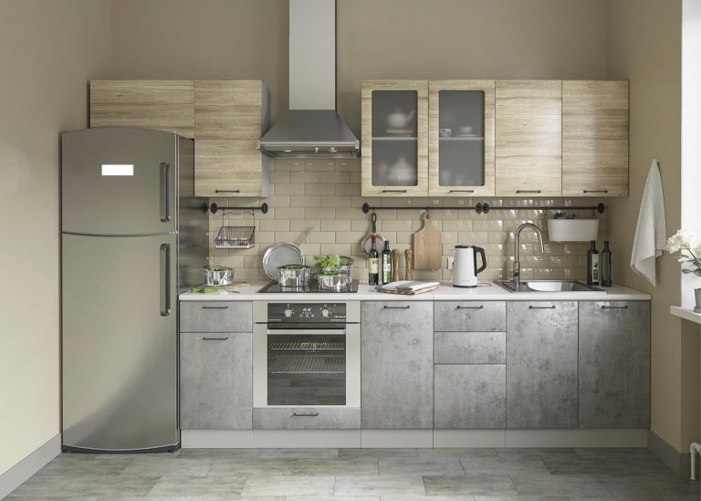 Модульная Кухня Лофт МДФ Бетон светлый Дуб майский ДСВ Парк Мебели