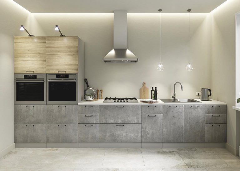 Модульная Кухня Лофт МДФ Бетон светлый Дуб майский ДСВ Парк Мебели