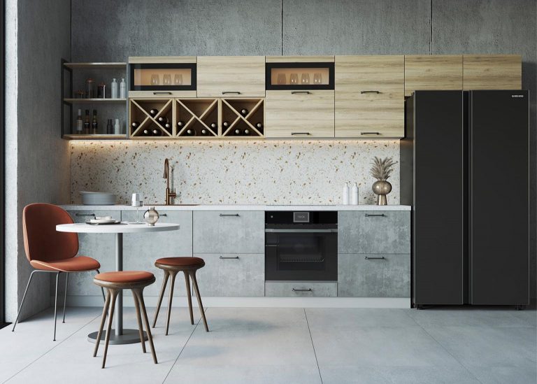 Модульная Кухня Лофт МДФ Бетон светлый Дуб майский ДСВ Парк Мебели