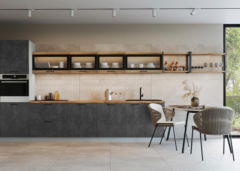 Модульная Кухня Лофт МДФ Бетон тёмный ДСВ Парк Мебели