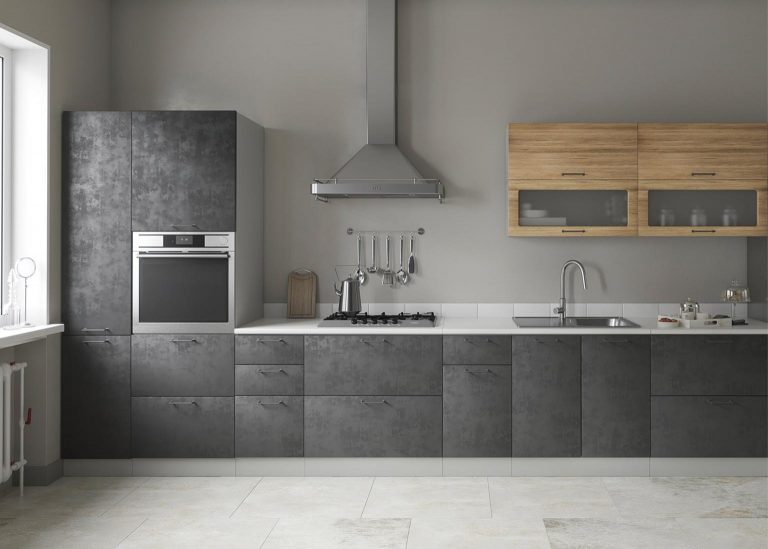 Модульная Кухня Лофт МДФ Бетон тёмный Дуб майский ДСВ Парк Мебели