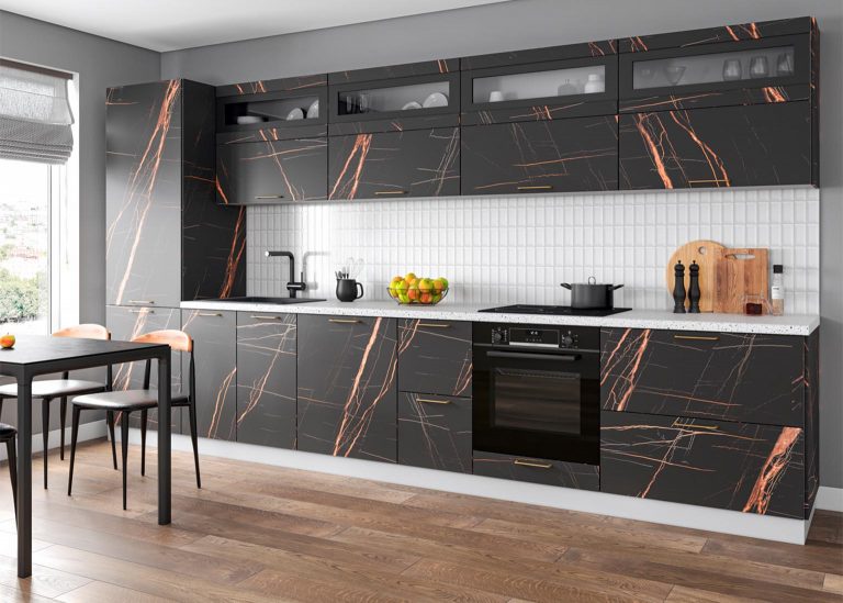 Модульная Кухня Ройс МДФ Кварц чёрный ДСВ Парк Мебели
