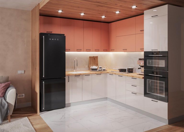 Модульная Кухня Ройс МДФ Персик софт Белый ДСВ Парк Мебели