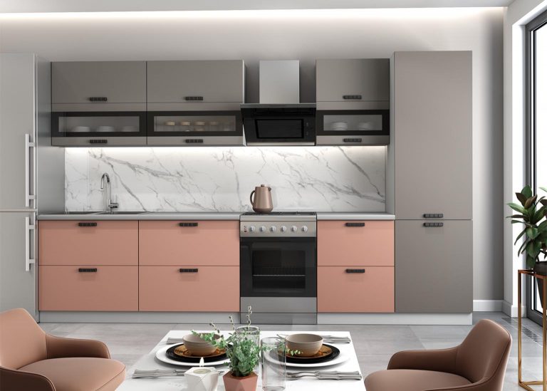 Модульная Кухня Ройс МДФ Персик софт Грей ДСВ Парк Мебели