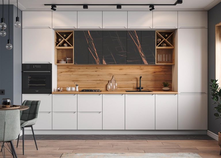 Модульная Кухня Тренто МДФ Белая кожа Кварц чёрный ДСВ Парк Мебели