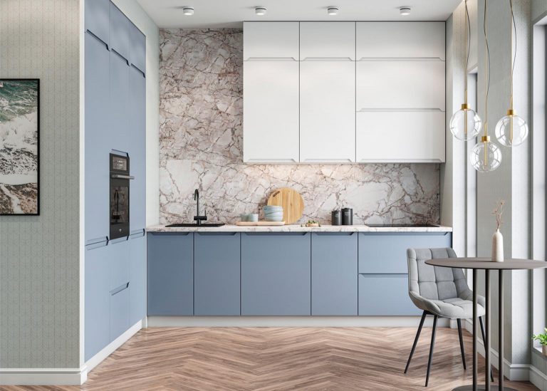 Модульная Кухня Тренто МДФ Белая кожа Лунный свет ДСВ Парк Мебели