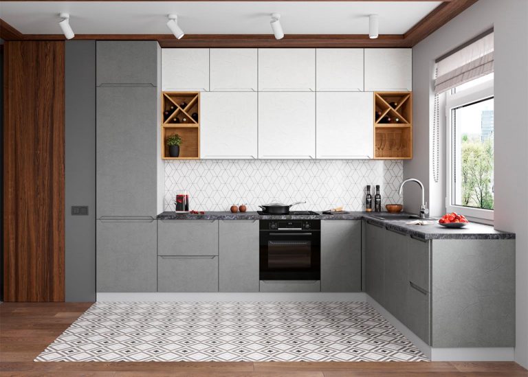 Модульная Кухня Тренто МДФ Штукатурка белая серая ДСВ Парк Мебели