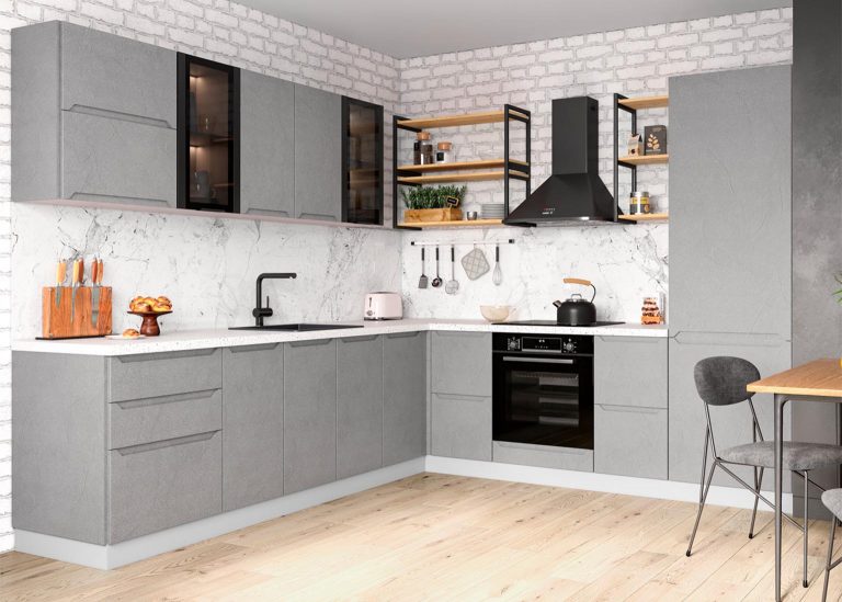 Модульная Кухня Тренто МДФ Штукатурка серая ДСВ Парк Мебели